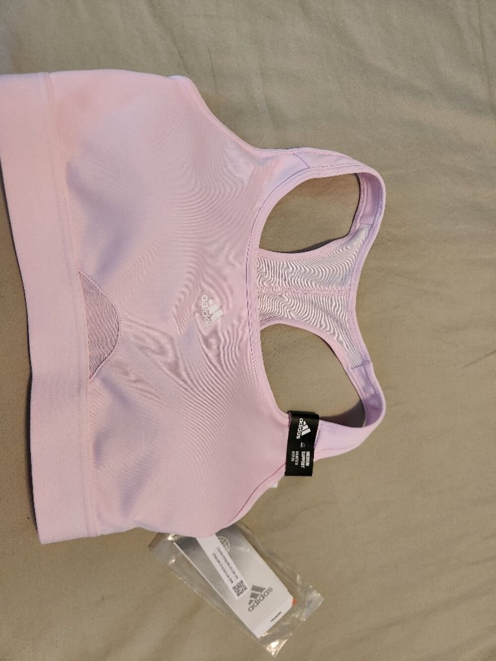 NWT adidas PowerReact Medium-Support Training Sports Bra in Light Pink - Size Sm